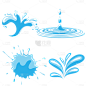蓝色卡通水花水滴元素3