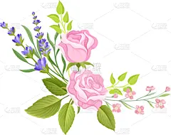 floral composition tender rose bud and lavender