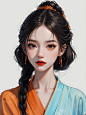 女生头像｜橙蓝色系