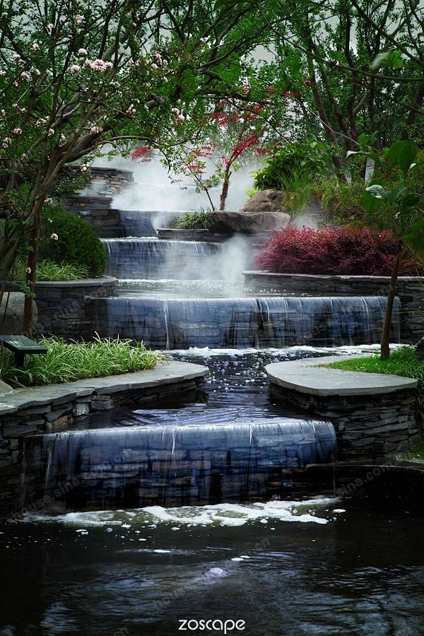 #跌水景观#动态水景#zoscape#水景意向图#-花瓣网