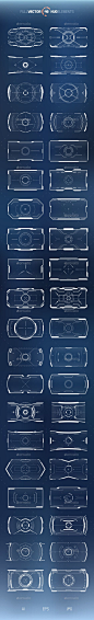 40 Hi-tech HUD Elements. ai, border, digital, display, frame, FUI, future, futuristic, futuristic user interface, game, Graphical User Interface, gui, heads up display, hi tech, holographic, hud, panel, sci fi, science, screen, space, spaceship, target, t