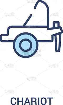 战车,计算机图标,两个物体,简单,概念,线条,骑军,直的,希腊