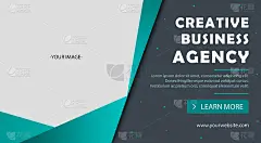 创意商务代理横幅模板豪华设计，以最小的绿色元素和框架。可用于传单，小册子，海报，广告。