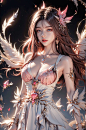 (aerial view,view of city),1girl flying in air,beautiful cute crystal girl in 26 years old, wearing crystal wear, the crystal is evil, black and pink and red glowing crystal, crystal pink hair, the power is every wear, she is evil but cute, the crystal is