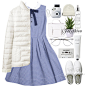 A fashion look from January 2015 featuring blue dress, lightweight jackets and flat shoes. Browse and shop related looks.