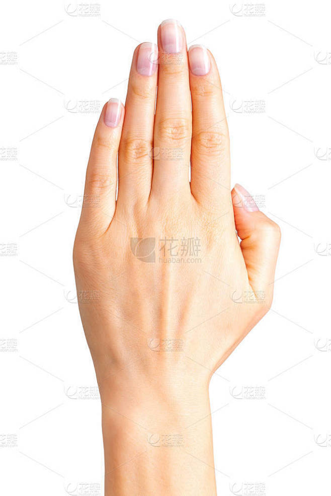 女性手显示五手指和手掌