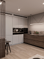 POKROVSKY : Interior design of apartment. Modern light elegant apartment with wood panels.