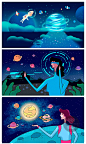 卡通宇宙星空太空星云地球星球银河星际科幻背景PSD设计素材P1363-淘宝网