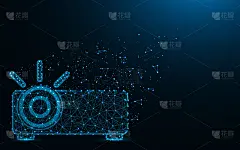Projector low poly design, optical instrument abst