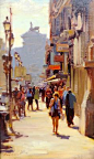 Kim English: &#;39&#;39A Street in Rome" 20 x 12&#;39&#39; original framed oil