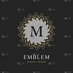 简单的几何字母组合。首字母m圆形模板。书法优雅线条艺术标志设计。皇室标志，精品，酒店，餐厅，葡萄酒。