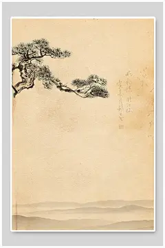 黄色手绘高端大气创意清新古风背景