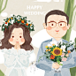 Q版头像定制婚礼婚纱情侣手绘写实请柬插画卡通水彩logo请帖设计-淘宝网