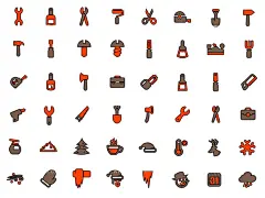 修车工具  - 源文件下载【酷图网】刀子,叉子,斧头,锤子,卷尺,扳手,剪子,螺丝刀,改锥,钉子,锯,工具包,铁锹,修车工具,工具,美工刀