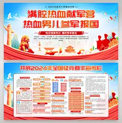 部队军队征兵宣传展板