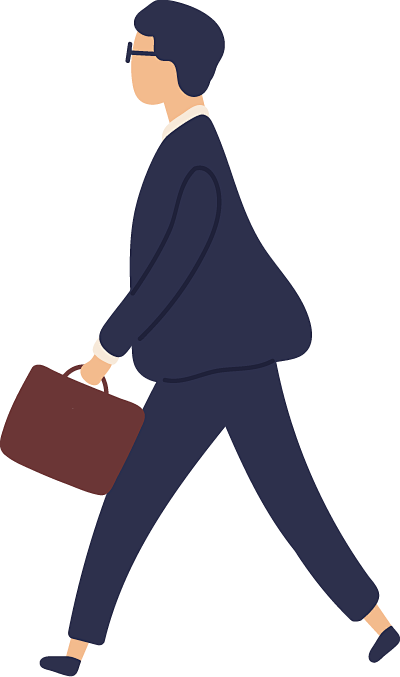 快步行走的白领男子日常休闲生活卡通扁平人物png免抠图