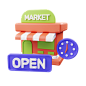 Shop open 3D Illustration