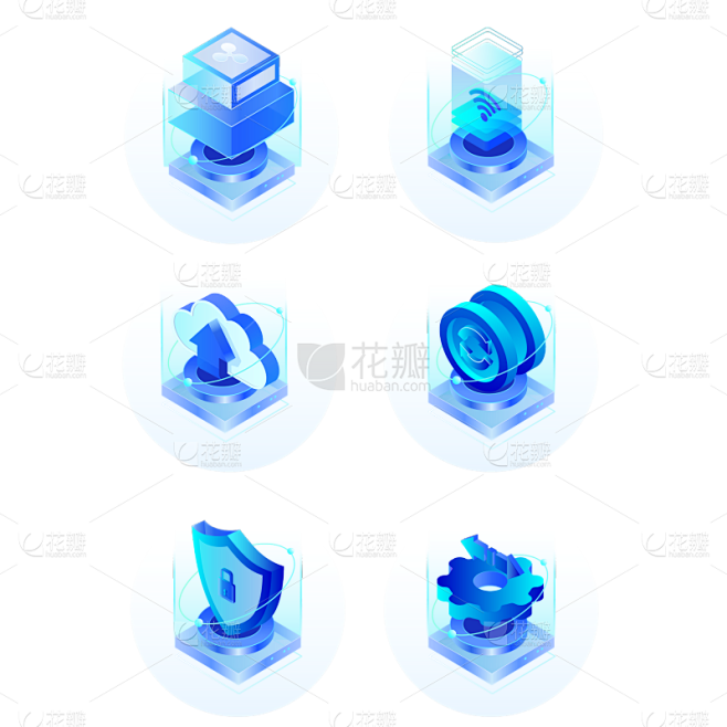 科技风系列3D互联网图标组合贴纸