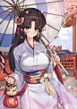 Sango, Inuyasha, Kimono, Brown Hair