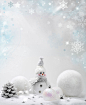 唯美的可爱梦幻圣诞元素背景高清图片 雪人 圣诞球