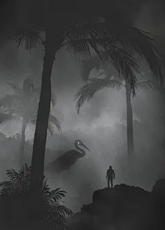 波兰艺术家 Dawid Planeta 忧郁、神秘的黑白插画。鹿妖视界的照片 - 微相册