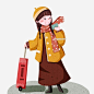 春运人物和旅行箱图片大小2000x2000px 图片尺寸3.2 MB 来自PNG搜索网 pngss.com 免费免扣png素材下载！春运人物插画#红色的围巾#黄色的帽子#卡通人物#卡通手绘#漂亮的小女孩#