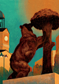 bear Crosstown Prints ILLUSTRATION  madrid Owen Gent print statue strawberry tree Sun