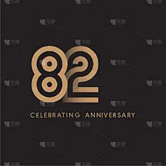 82周年庆典标志用现代数字金色庆祝