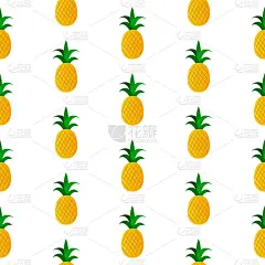 彩色菠萝无缝图案孤立在白色上。矢量插图。