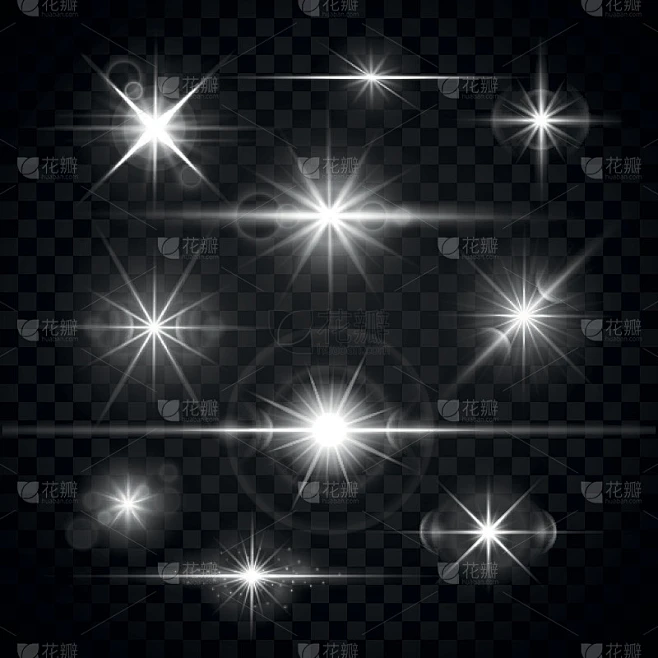 镜头光晕眩光照明效果矢量集素材-花瓣网