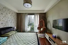 卧室 主卧 简约 田园碎花壁纸 吊灯 真皮大床 地板 窗帘
入住新家感想之——清凉一夏 | 一兜糖 - 家居软装社区