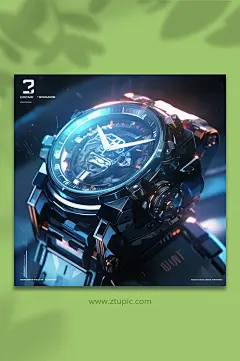 数字艺术酷炫机械表插画-众图网