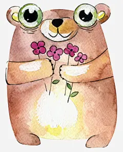 可爱小熊_新图网 https://ixintu.com 小熊 手绘 卡通 动物 绘画 装饰 图案 小清新 可爱 水彩 颜料