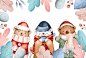可爱卡通水彩手绘圣诞节圣诞树动物雪人元素背景图片插画矢量素材