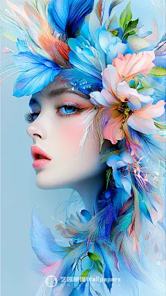 手机壁纸#D474丨粉蓝色系清凉夏日少女II - 小红书