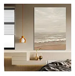 HESD.ART手绘油画《初夏海岸》客厅装饰画玄关卧室侘寂风抽象挂画-tmall.com天猫