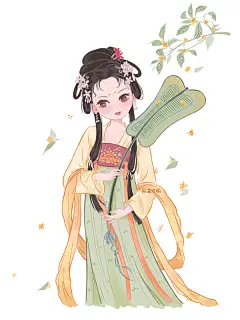 可爱的古风汉服女孩插画