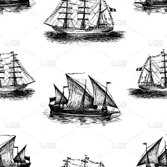 血管,草图,船,木制,式样,古老的,游艇比赛,航海,复古,旅行