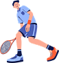 大透视风格流行运动插画-打网球