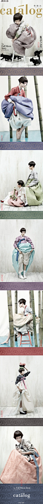 设计目录：服章之美 | “每當在韓國的傳統節日中秋節，韓國人都會習慣穿上韓服。我想要表達一種即詩意而又現代的氛圍，一個中性的場景，只有光影。色彩，面孔和模特在冷光調的襯托下展現出一種近乎超現實的感覺”攝影師Kim Kyoungsoo金錦守。想到《左傳》有言“中國有禮儀之大故称夏，有服章之美謂之華”。