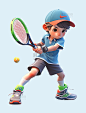 亚运会3D人物竞技比赛男孩打网球元素图片_潮国创意