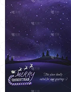 圣诞贺卡，夜空中闪烁的星星，
