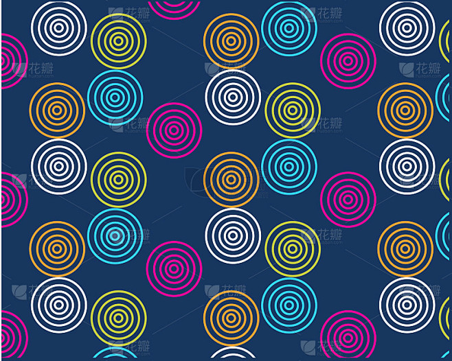 the repetitive pattern bright circles on a dark ba