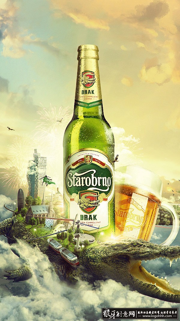 海报灵感 恐龙元素创意啤酒广告灵感 创意...