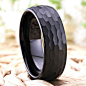 Unique, trendy style 8mm Hammered black domed Tungsten mens ring with smooth comfort fit. Makes a great promise rings for men, pre engagement ring, wedding marriage ring band, commitment ring and gifts for him on anniversaries, birthdays, weddings, gradua