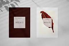 欧美唯美A4海报封面照片图片展示阴影光影智能贴图样机 (20)