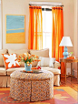 #窗帘#橙色客厅窗帘装修效果图  2012年新款窗帘图片@北坤人素材
