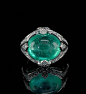 Rosamaria G Frangini | High Green Jewellery | Art Deco jumbo Columbian emerald and diamond rare ring