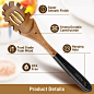 Amazon.com: Wooden Spaghetti Server, Wooden Pasta Spoon,13 Inch Teak Wood Spaghetti Fork Pasta Spaghetti Server Serving Spoon Black: Home & Kitchen