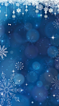 蓝色圣诞梦幻雪花背景素材